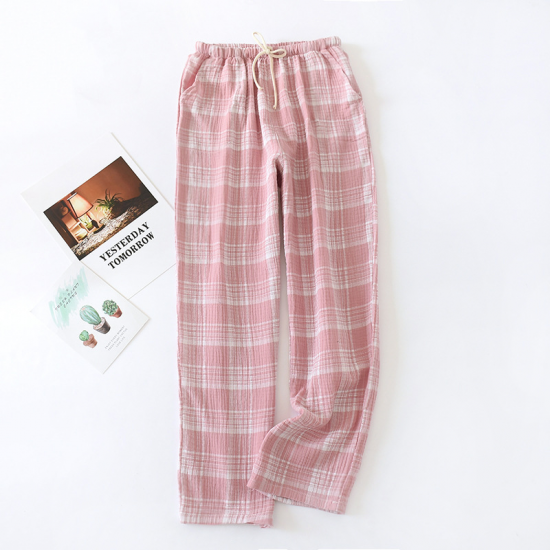Japanese style new spring and autumn ladies cotton double crepe couple pants large size men and women home service summer