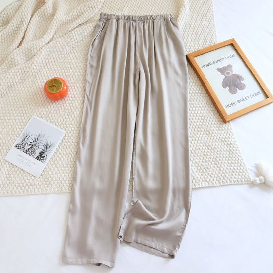 2025 New Summer Couple Sleeping Pants Gongsatin Viscous Fiber Men's and Women's Sleeping Pants Thin Large Loose Home Pants