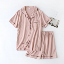 Summer 2025 new cotton couple pajamas suit female short-sleeved shorts men's pajamas thin home service suit  pyjamas women pink