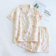 2025 New Summer Women's Pajama Set 100% Cotton Short sleeved Shorts Two piece Sweet Cartoon Flip Collar Thin Home Fury Set