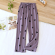 2025 New Spring/Summer Women's Sleeping Pants 100% Pure Cotton Knitted Love Pants Straight Leg Casual Home Pants Lounge Wear