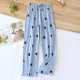 2025 New Spring/Summer Women's Sleeping Pants 100% Pure Cotton Knitted Love Pants Straight Leg Casual Home Pants Lounge Wear