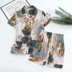 summer news pijama mujer thin section short-sleeved shorts large floral print pajamas home service ladies pajamas for women