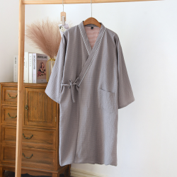 2025 New Japanese Kimono Robe Spring/Summer Couple Nightgown100% Cotton Large Bathrobe Men's and Women's Mid length Home Pajamas