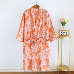 2025 Japanese Kimono Women's New 100% Cotton Loose Bathrobe Lace up Kimono Bathrobe Sweat Steaming Gown Pajama Ladies Sleepwear