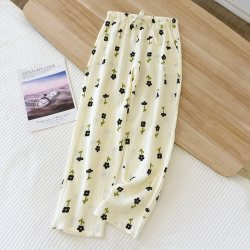 2025 Japanese Spring/Summer New Women's Pajama Pants 100% Cotton Crepe Pants Sweet and Cute Pajama Ladies Loose Home Pants