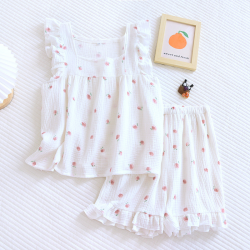 Pure desire for ins in summer, flounce shorts, cotton suspenders, pajamas, women's summer home clothes, two-piece suit, summer