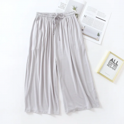 Summer Japanese style loose cropped trousers ladies modal thin shorts solid color wide leg large size home pants womens bottoms