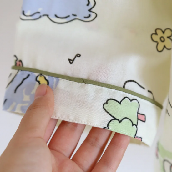 2025 Spring/Summer New Women's Pajama Set 100% Pure Cotton Double Layer Gauze Long Sleeve Two Piece Cartoon Cute Sweet Home Fury